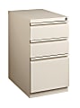 WorkPro® 20"D Vertical 3-Drawer Mobile Pedestal File Cabinet, Metal, Putty