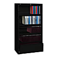 WorkPro® 5-Drawer Roll-Out Shelf Lateral File Cabinet, 68 5/8"H x 36"W x 18 5/8"D, Black 1 thumbnail image