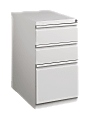 OfficeMax Metal Letter-Size Vertical Mobile Pedestal File, 3-Drawers, 27 3/4"H x 15"W x 22 7/8"D, Light Gray