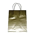 OfficeMax High-Gloss Paper Bags, 10"H x 8"W x 4 3/4"D, Gold/White, Pack Of 250