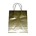 OfficeMax High-Gloss Paper Bags, 10"H x 8"W x 4 3/4"D, Gold/White, Pack Of 125