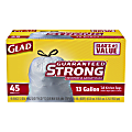 Glad® Kitchen Tall 0.9-Mil Drawstring Bags, 13 Gallons, White, 45 Bags Per Box, Case Of 6 Boxes