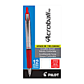 Pilot® Acroball Retractable Hybrid Gel Pens, Pro, Medium Point, 1.0 mm, Silver Barrel, Red Ink, Pack Of 12 Pens