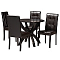 Baxton Studio Elira Dining Set, 29-15/16”H x 35-7/16”W x 35-7/16”D, Dark Brown