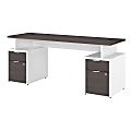Bush Business Furniture Jamestown 72"W Computer Desk With 4 Drawers, Storm Gray/White, Standard Delivery