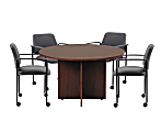 Boss Office Products Round Table And 4 Stackable Guest Chairs Set, 47" Diameter, Mahogany/Black 1 thumbnail image