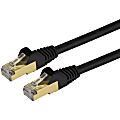 StarTech.com 12ft Black Cat6a Shielded Patch Cable - Snagless RJ45 Ethernet Cord - First End: 1 x RJ-45 Male Network - Second End: 1 x RJ-45 Male Network - 1.25 GB/s - Patch Cable - Shielding - Gold Plated Connector - Black