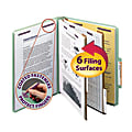 Smead® Classification Folders, Pressboard With SafeSHIELD® Fasteners, 2 Dividers, 2" Expansion, Letter Size, 100% Recycled, Gray/Green, Box Of 10 1 thumbnail image