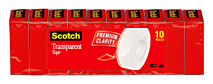 Scotch® Transparent Tape, 3/4" x 1,000", Pack Of 10 Rolls
