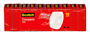 Scotch® Transparent Tape, 3/4" x 1,000", Pack Of 10 Rolls 1 thumbnail image