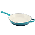 Crock-Pot Artisan 12" Round Enameled Cast Iron Skillet, Teal Ombre