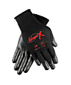 MCR Safety Ninja X Nylon Safety Gloves - Small Size - Nylon, Lycra, Polymer - Black - Anti-bacterial - For Material Handling, Construction, Landscape - 2 / Pair