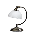 Elegant Designs Mini Modern Bankers Desk Lamp, 11"H, White Marble Shade/Brushed Nickel Base 1 thumbnail image