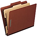 Pendaflex® Pressboard End-Tab Classification Folder, 1 Divider, Letter Size, Red, Box Of 10