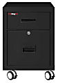 FireKing 18"W Vertical 2-Drawer Mobile Locking Fireproof File Cabinet, Metal, Black, White Glove Delivery