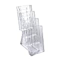 Azar Displays 4-Pocket Crystal Styrene Tiered Modular Brochure Holders, 13 1/4"H x 4 1/2"W x 7 1/2"D, Clear, Pack Of 2
