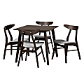 Baxton Studio Britte Dining Set, 29-9/16”H x 31-1/2”W x 31-1/2”D, Light Gray/Dark Brown