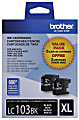 Brother® LC103 Black High-Yield Ink Cartridges, Pack Of 2, LC1032PKS