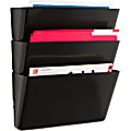 Sparco Stak-A-File Vertical Filing Systems - 14.5" Height x 13.1" Width x 4.3" Depth - Wall Mountable - Black - 3 / Pack