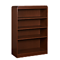 Lorell® Radius Hardwood Veneer Bookcase, 4 Shelves, 48"H x 36"W x 12"D, Mahogany