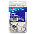 Avery® Metal Rim Key Tags With Metal Split Ring, 1-1/4" Diameter, White, Pack Of 50