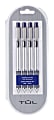 TUL® BP3 Retractable Ballpoint Pens, Fine Point, 0.8 mm, Silver Barrel, Blue Ink, Pack Of 4 Pens