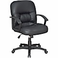 Lorell® Tufted Ergonomic Bonded Leather Mid-Back Chair, Black