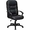 Lorell® Tufted Ergonomic Bonded Leather High-Back Executive Chair, Black 1 thumbnail image