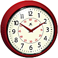 Infinity Instruments Round Wall Clock, 9 1/2", Red/White