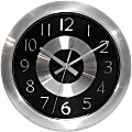Infinity Instruments Round Wall Clock, 10", Black/Silver
