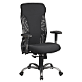 Office Star™ Pro-Line™ II Mesh High-Back Chair With Titanium-Finish Accents, 47"H x 26 3/4"W x 24"D, Black/Titanium Frame, Black Fabric