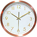 Infinity Instruments Round Wall Clock, 12", Copper/White