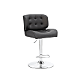 Powell Quimby Adjustable Faux Leather Bar Stool With Back, Black/Chrome 1 thumbnail image