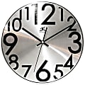 Infinity Instruments Round Wall Clock, 11 1/2", Silver