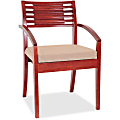 Lorell® Wood Guest Chair, Beige Fabric Seat/Cherry Frame, Set Of 2
