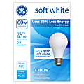 GE Soft White Halogen Light Bulbs, 43W, Pack Of 4 Light Bulbs 1 thumbnail image