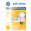 GE Soft White Halogen Light Bulbs, 72W, Pack Of 4 Light Bulbs