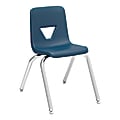 Lorell® Classroom Student Stack Chairs, 16"H Seat, Navy/Silver, Set Of 4