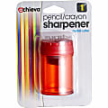 OIC Officemate Double Barrel Pencil/Crayon Sharpener  2 Hole(s)  2.1"H x 1.4"W x 1.4"D  Translucent Red  1 Each 1 thumbnail image