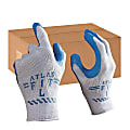 Showa Atlas Fit General Purpose Gloves - X-Large Size - Natural Rubber, Polyester Lining, Cotton Lining - Blue, Gray - Comfortable, Lightweight, Knit Wrist, Durable, Textured, Elastic Wrist - For General Purpose - 24 / Box