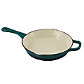 Crock-Pot Artisan Round Enameled Cast Iron Skillet, 10", Teal Ombre