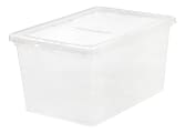 Office Depot® Brand Plastic Storage Container With Snap On Lids, 58 Quarts, 12 1/8" x 16 1/4" x 24", Clear
