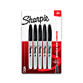 Sharpie® Fine Point Permanent Markers, Gray Barrel, Black Ink, Pack Of 5