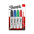 Sharpie® Permanent Markers, Chisel Tip, Assorted Ink Colors, Pack Of 4 Markers