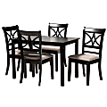 Baxton Studio Clarke 5-Piece Dining Set, 29-1/8"H x 43-5/16"W x 27-9/16"D, Sand/Espresso 1 thumbnail image