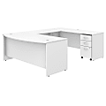 Bush Business Furniture 72"W Studio C U-Shaped Corner Desk With Mobile File Cabinet, White, Standard Delivery
