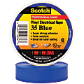 3M™ 35 Color-Coded Vinyl Electrical Tape, 1.5" Core, 0.75" x 66', Blue, Pack Of 100
