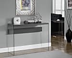 Monarch Specialties Console Table With Glass Base, Rectangle, Glossy Gray