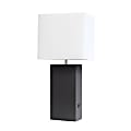 Lalia Home Lexington Table Lamp With USB Charging Port, 21"H, White/Black