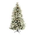 Fraser Flocked Snowy Pine Christmas Tree With LED Lighting, 7 1/2', Snow